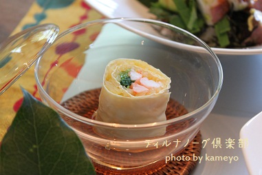 そうめんかぼちゃの湯葉巻き