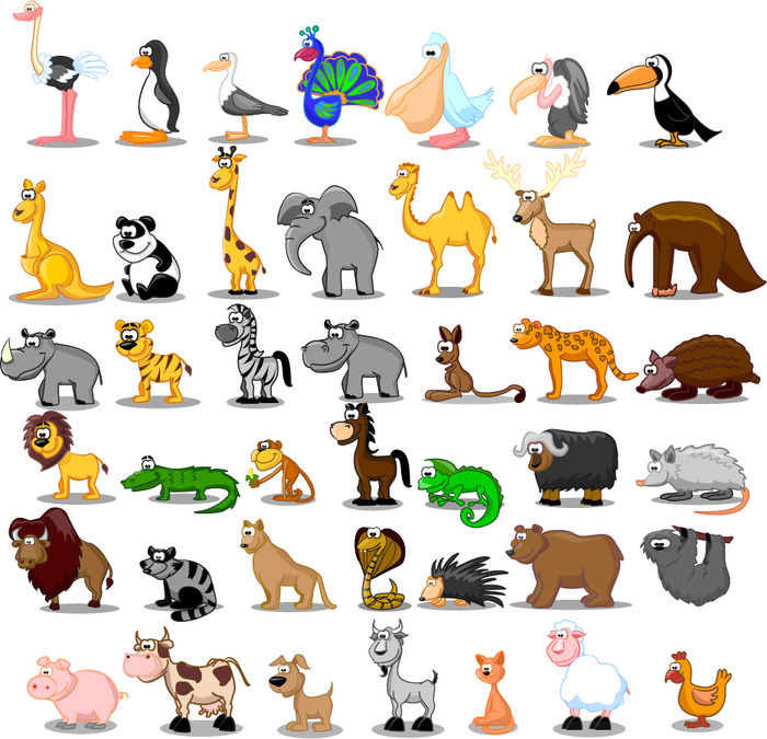 ________ cute cartoon animals vector ______