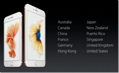 iPhone 6s 初期発売国