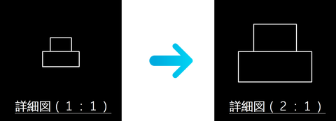iCAD SX 詳細図、断面図の尺度変更