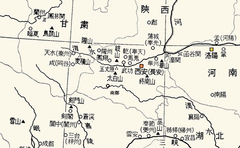 秦州同谷成都紀行地図