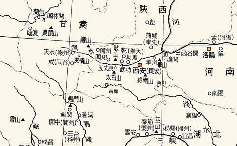 秦州同谷成都紀行地図