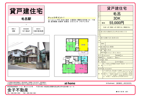 丸善貸家55,000円_毛呂駅12分岩井西1_3DKパンフ_1