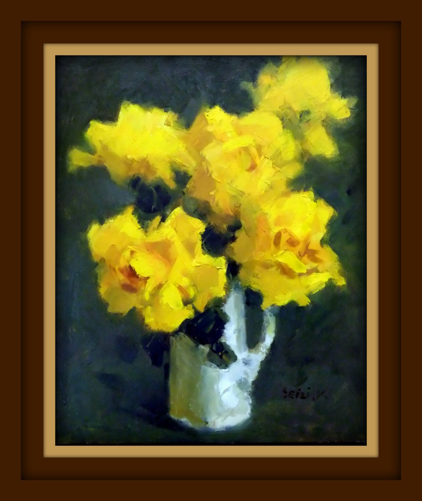 黄色いバラ 薔薇 ローズ 花瓶 油絵 黄色いバラ 薔薇 ローズ 花瓶 油絵 (黄色いバラの水彩画