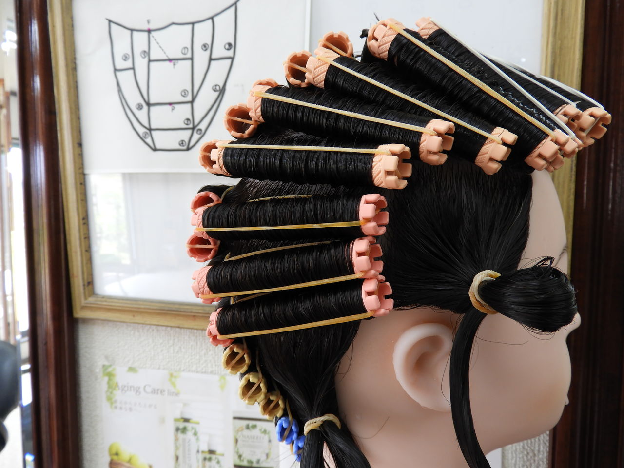 美容師国家試験 実技課題 ワインディング 第６ブロッキング 日本の文化を巡る旅