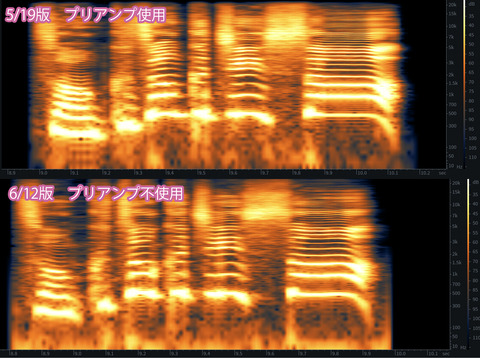 プリアンプ有無比較