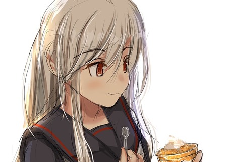 【艦これ】菊月ちゃんが夏みかんトッピングおとうふソフト食べてた。　他