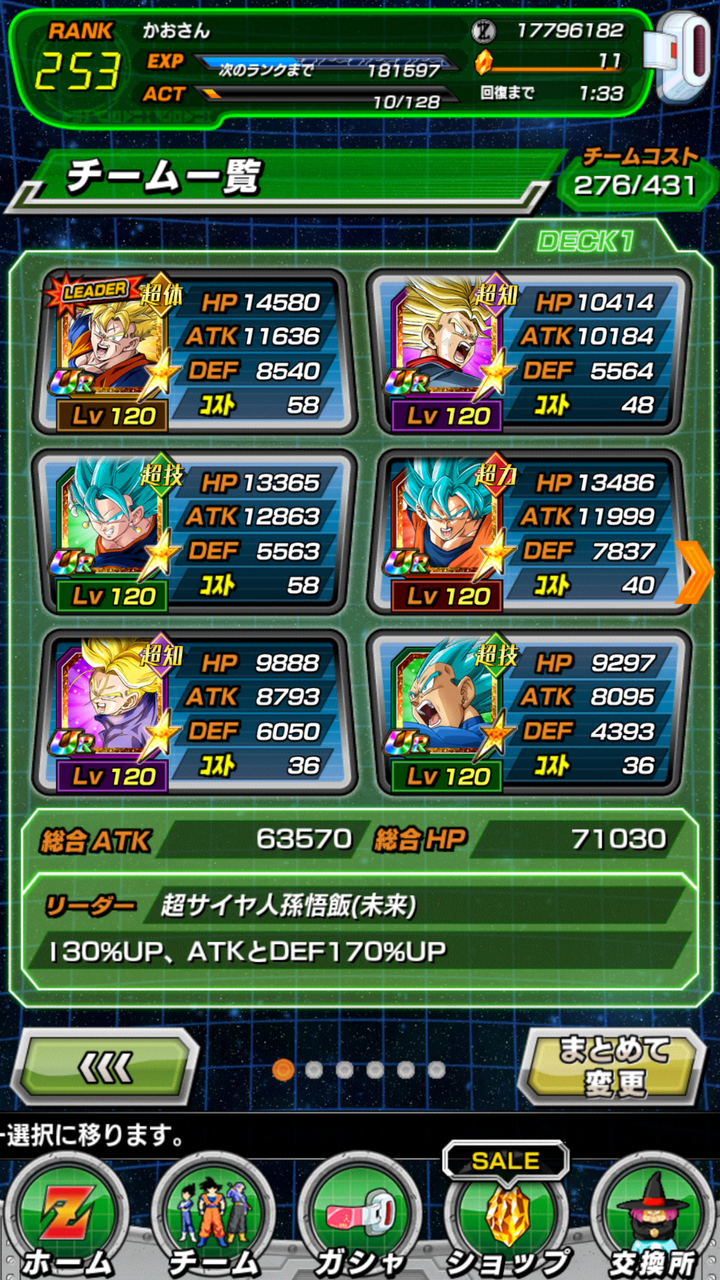 ドッカンバトル 未来編カテゴリデッキ完成 日々のんびり