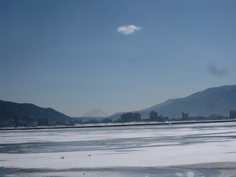 信州　長野県　諏訪湖　富士山