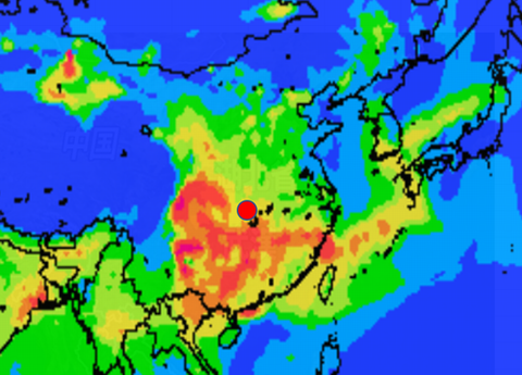 大気汚染と武漢の位置