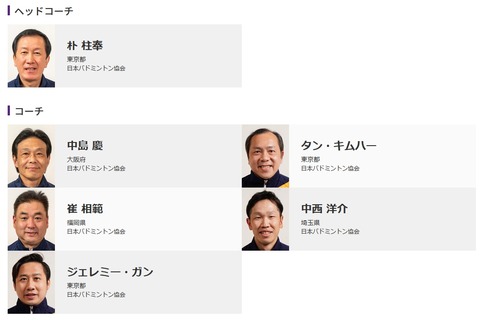 中韓監督コーチだらけの日本バドミントン