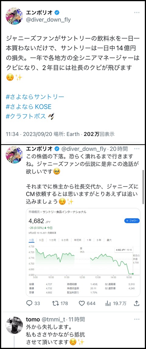 サントリー不買