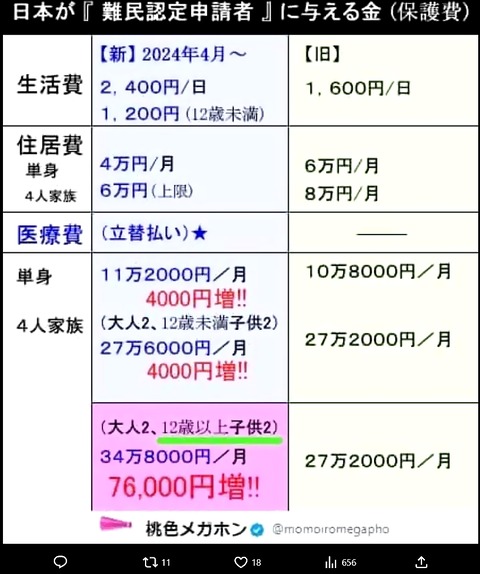 難民保護費は税金