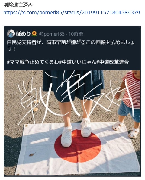 中道は日の丸を踏みつける人種です