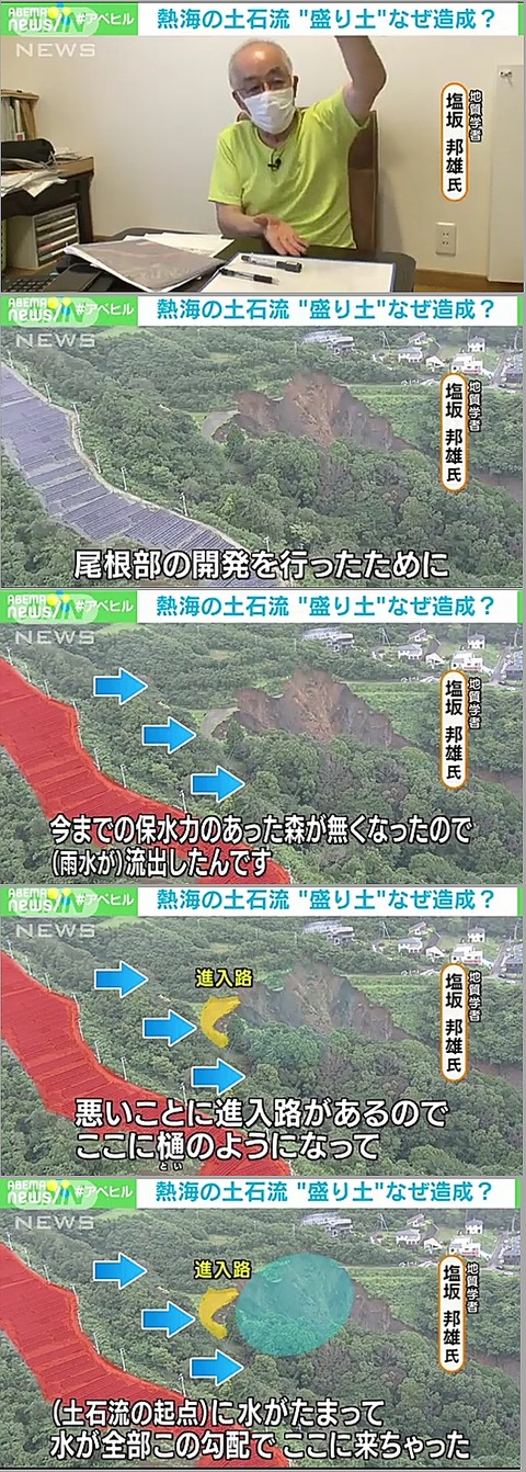 伊豆山土石流ソーラーパネルが原因ですよ