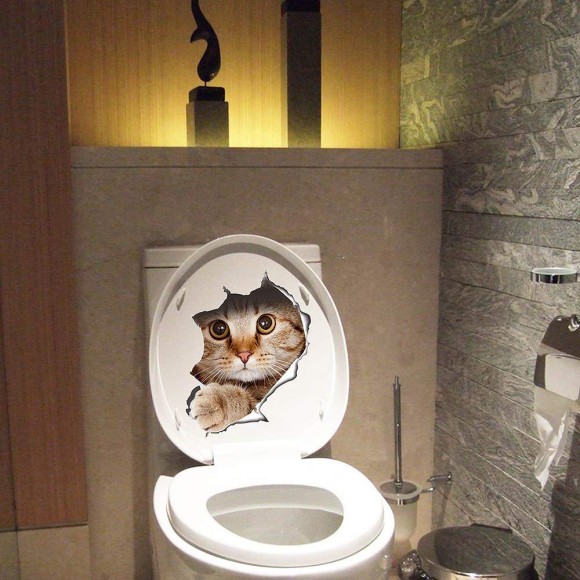 トイレを開けたらいきなり猫！家中を猫に侵略されている気分が味わえる猫ステッカー