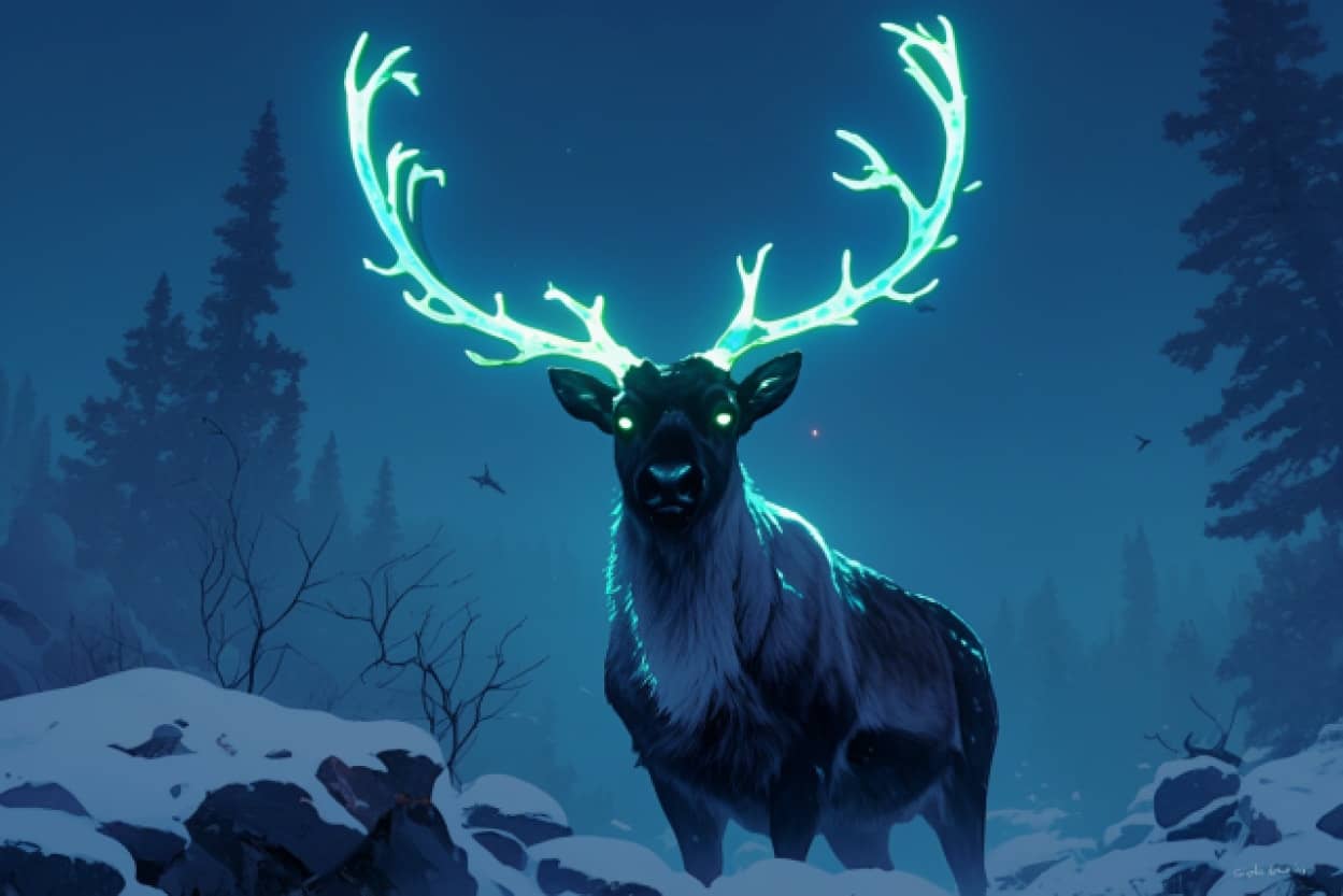 暗闇で光るトナカイの角