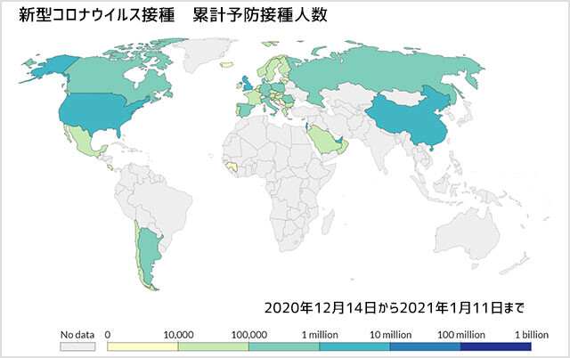 世界の新型コロナウイルスワクチン接種状況