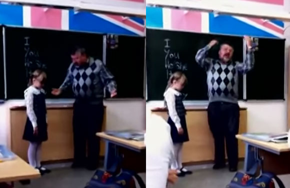 ロシアの小学校の英語の授業 黒板の前に立たされた女の子を執拗に責める先生にまさかの展開 カラパイア