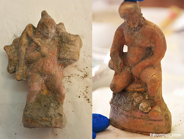 ポンペイの古代遺跡から悲劇の神話を物語る13体の小さな彫像が発掘される