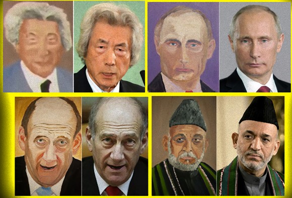 プーチンに小泉純一郎など ブッシュ元大統領が描いた各国の指導者たちの肖像画 カラパイア