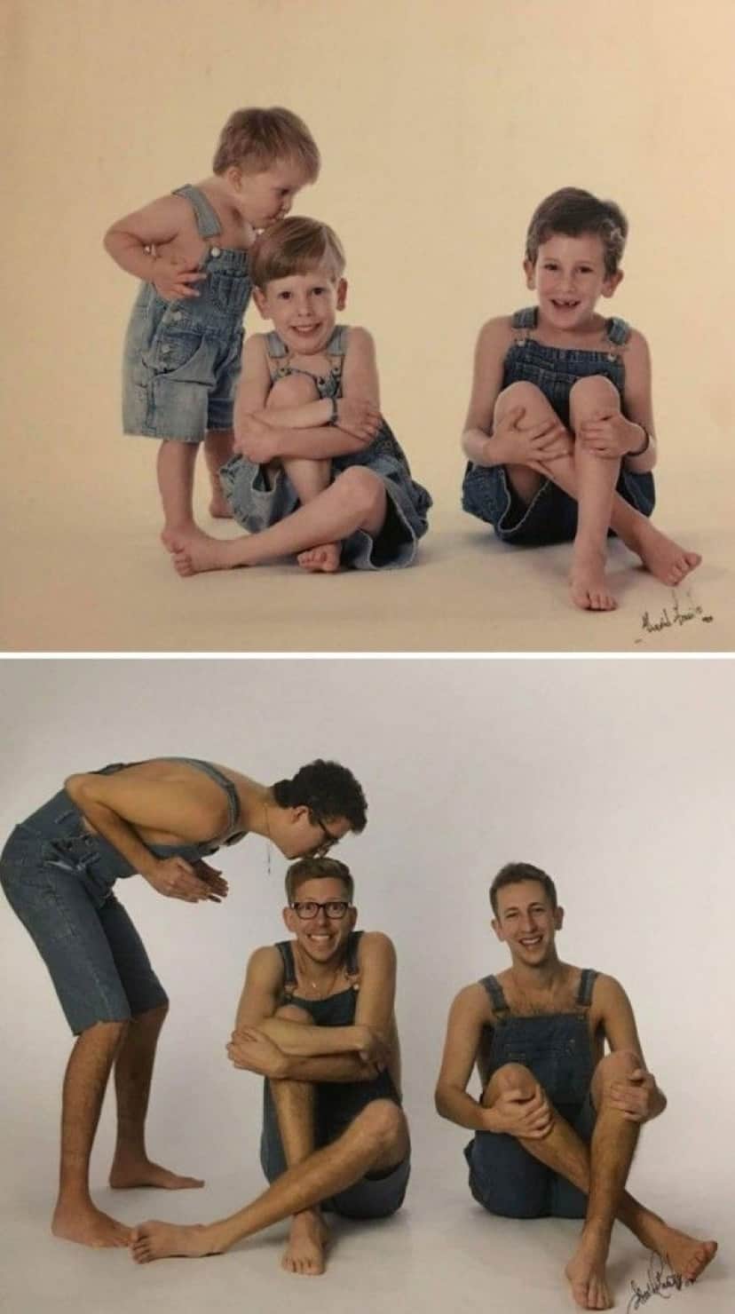 アルバムの中の想い出の写真と同じ構図でハイポーズ ユーモアと感動あふれる家族写真のビフォア アフター カラパイア アルバムの中の想い出の写真と同じ構図でハイポーズ ユーモアと感動あふれる家族写真のビフォア アフター カラパイア