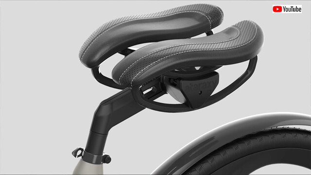 お尻にやさしい自転車サドル、ペダルを漕ぐと連動する