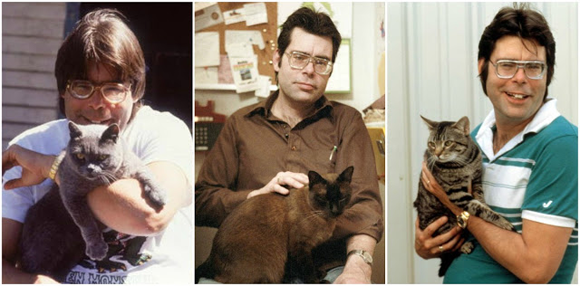 ホラー界の巨匠、スティーヴン・キングが猫を抱いている写真集（1980年代）