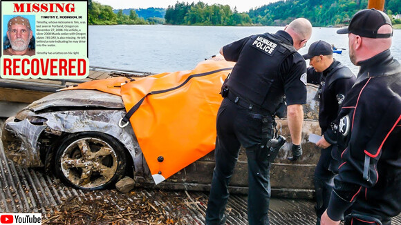 川に沈んだ車を引き揚げたところ、12年間行方不明だった男性の遺体を発見
