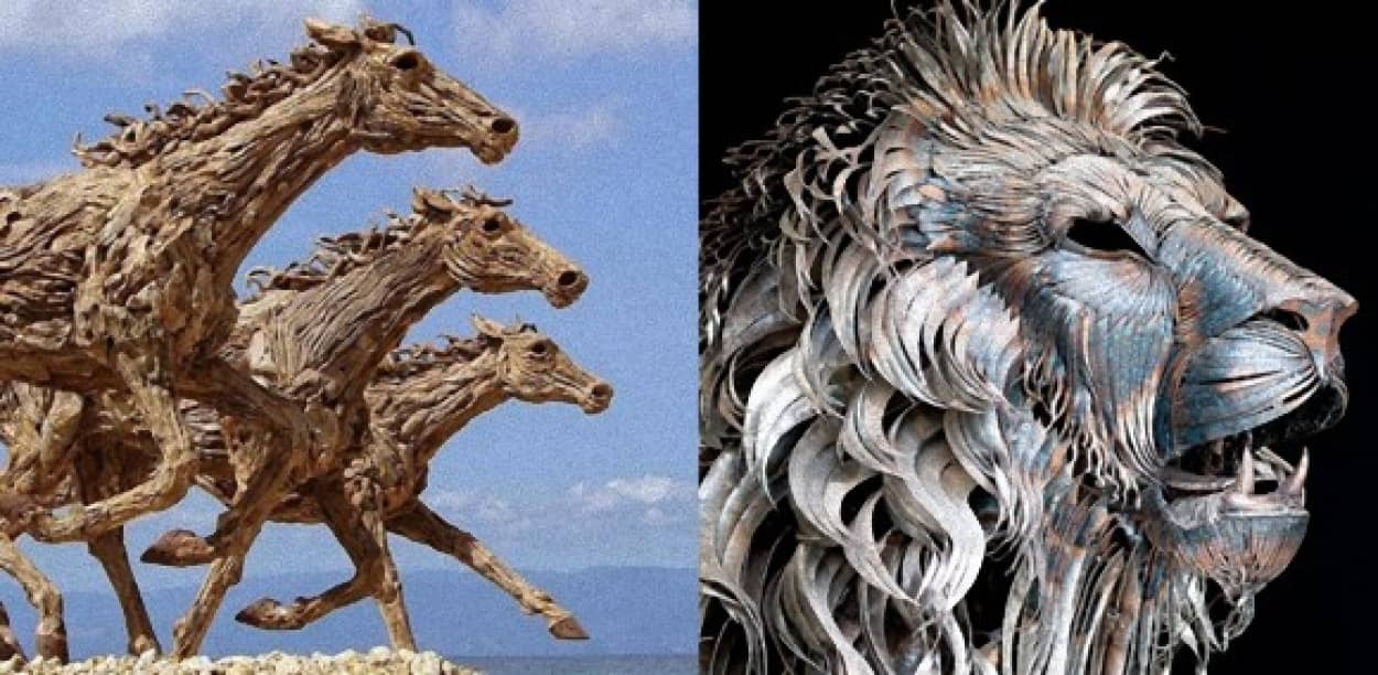 新たなる命が吹き込まれた 躍動感あふれる流木の馬 ブリキのライオン カラパイア