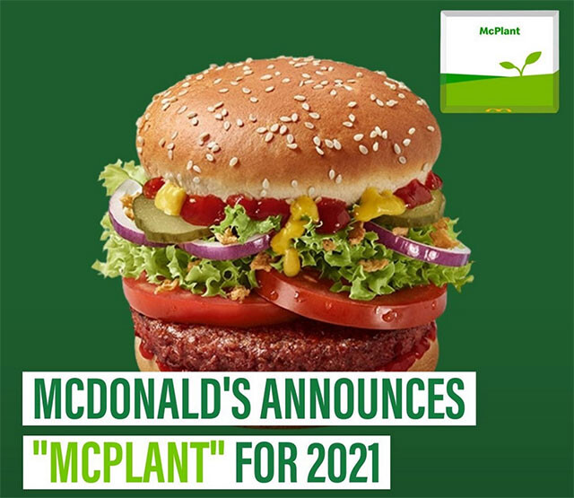 マクドナルド、植物由来の代替肉ハンバーガー「マックプラント」を2021年に販売