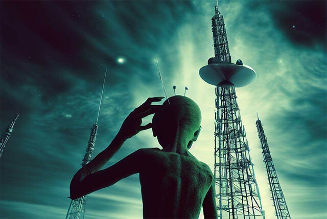 携帯電話の基地局から漏れる電波が宇宙人に我々の居場所を伝える可能性
