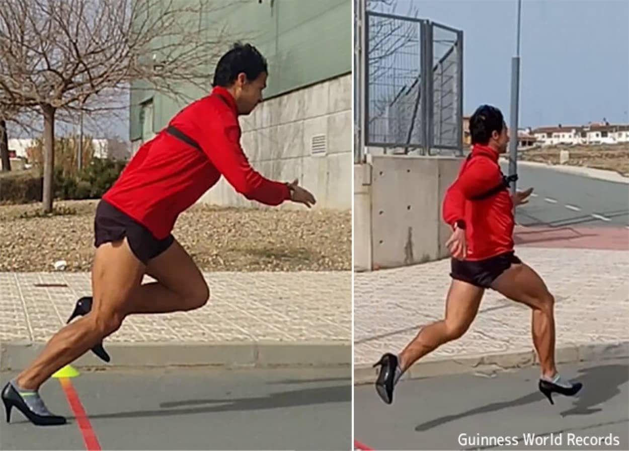 ハイヒールで100m走でギネス記録更新