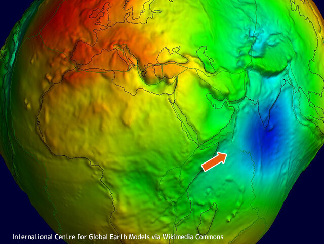 インド洋に存在する巨大な「重力の穴」の謎。太古の海の亡霊かもしれない