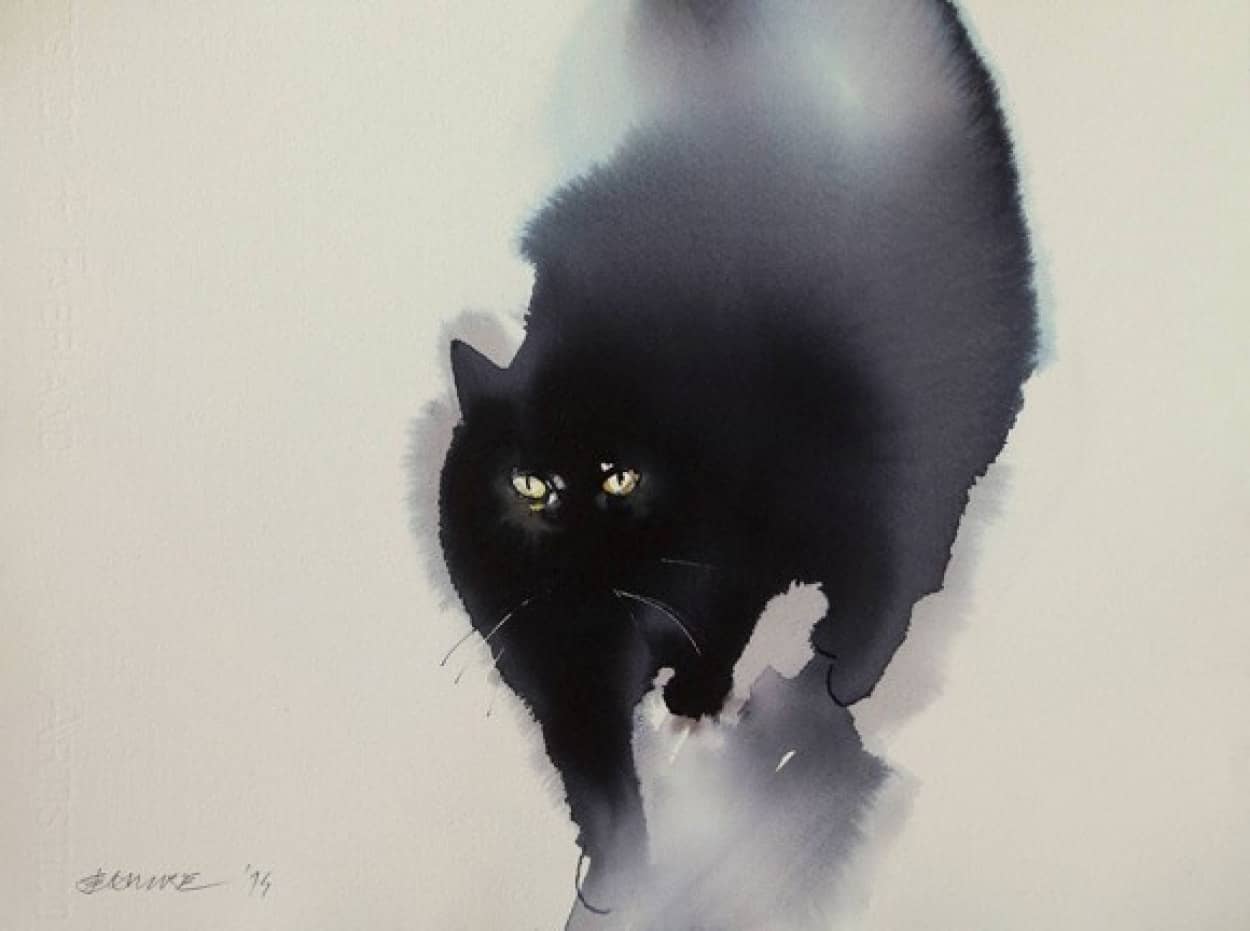 黒猫と絵は相性がいい 水墨画風なタッチで猫の質感を見事に表現したモフモフしたくなる絵 新作追加 カラパイア