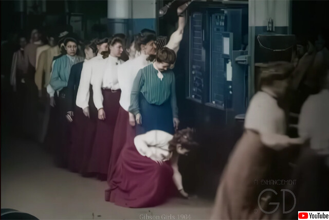 ドレッシーなロングスカートが作業服、1904年のアメリカ人女性労働者の映像をカラー化。