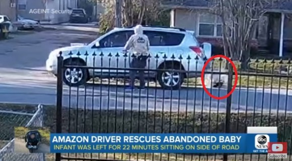 Amazon配達員、車泥棒が路上に捨てた赤ちゃんを救助し、無事母親の元へ返す（アメリカ）