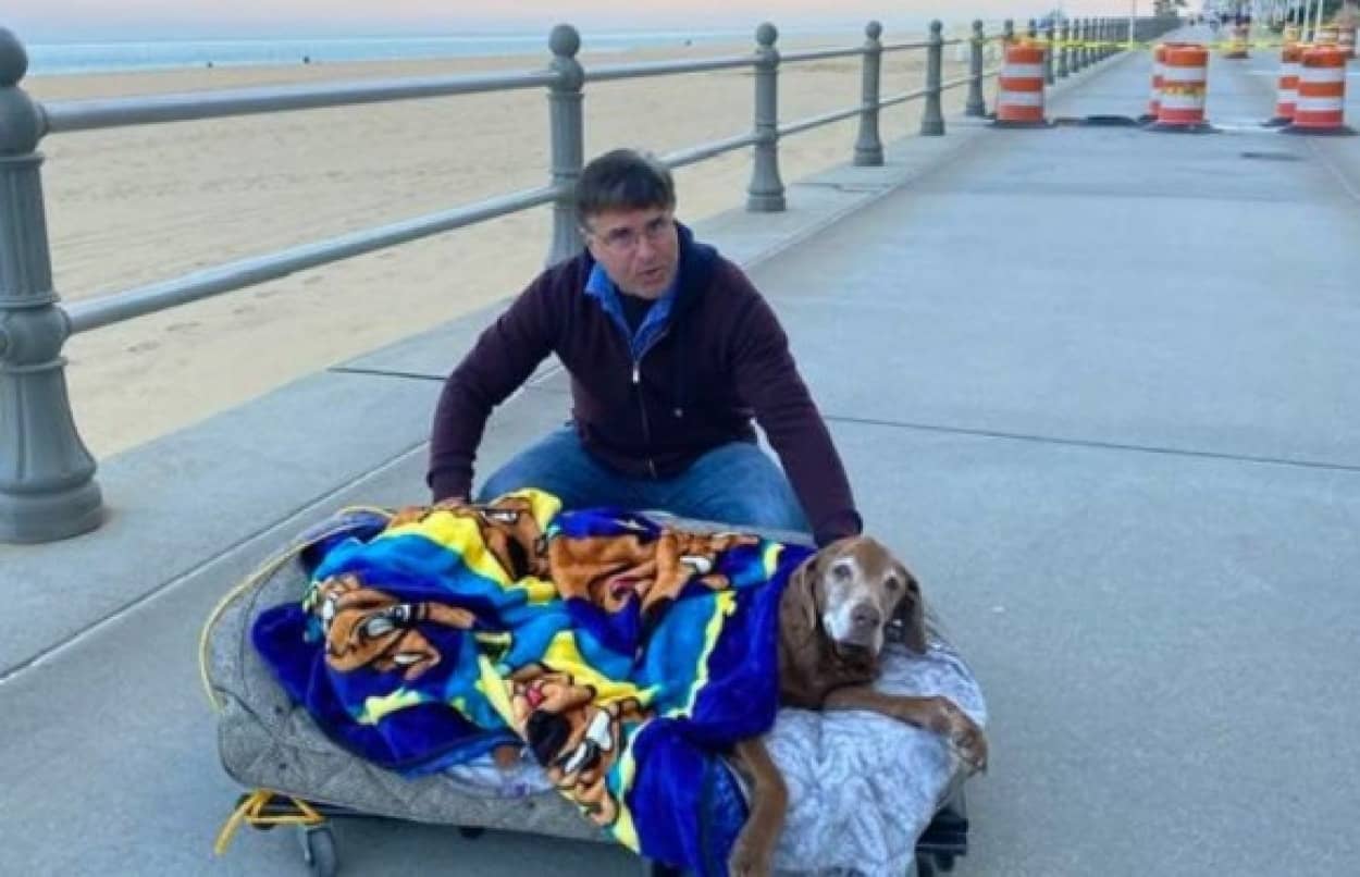 最後に愛犬に海を見せたい。飼い主は可動式のベッドを作り最後に最高の思い出をプレゼント