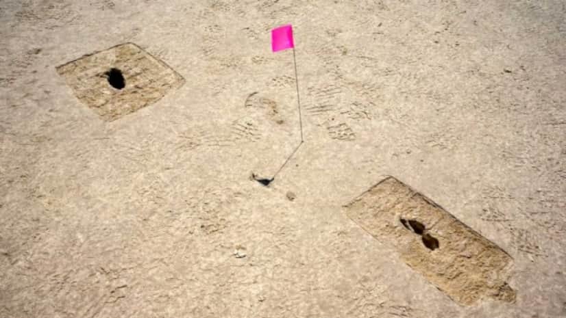 砂漠で発見された古代狩猟民族の足跡