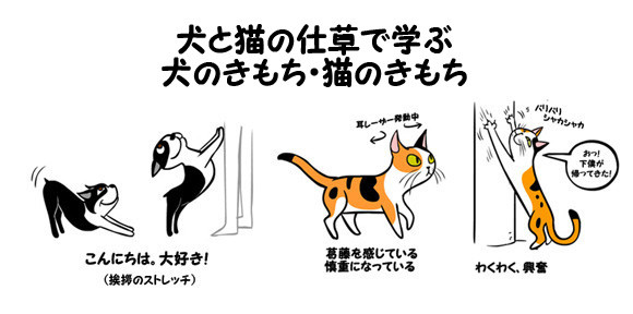 なるほどこれはわかりやすい 犬と猫の仕草から学ぶ 図解 犬のきもち 猫のきもち カラパイア