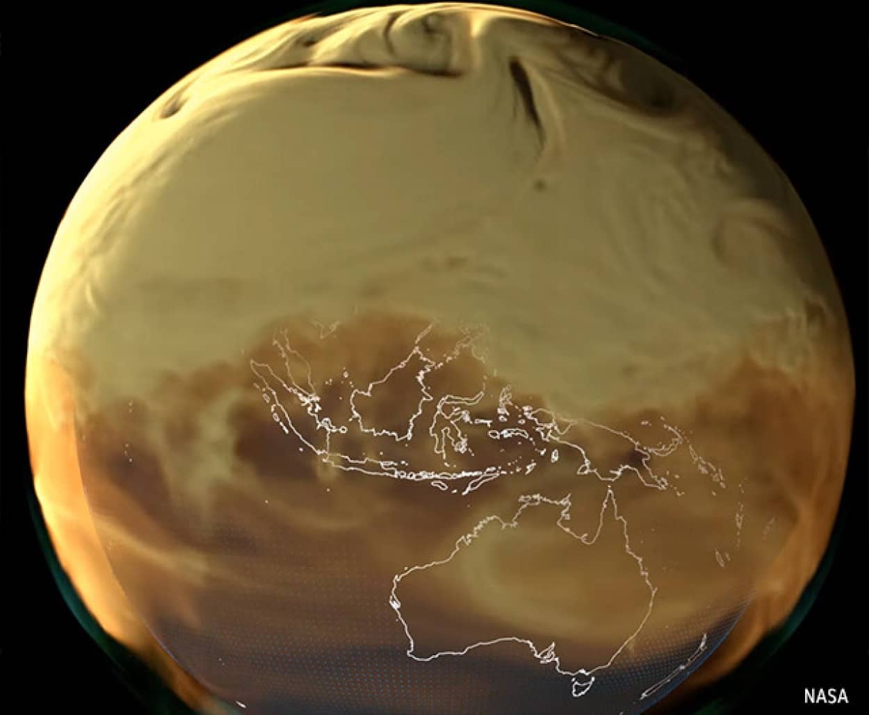 地球の二酸化炭素を可視化。どこからどれくらい排出されているかがわかるアニメーションをNASAが制作