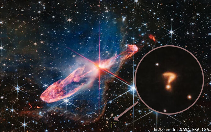 宇宙からの挑戦状か？ジェイムズ・ウェッブ宇宙望遠鏡が深宇宙ではてなマークを発見