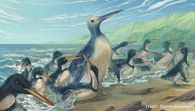 過去最大級の巨大ペンギンの新種の化石が発見される。体重なんと150kg越え