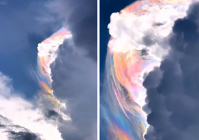 ねじれた雲が虹色に輝く世にも美しい気象現象「頭巾雲（ピレウス雲）」