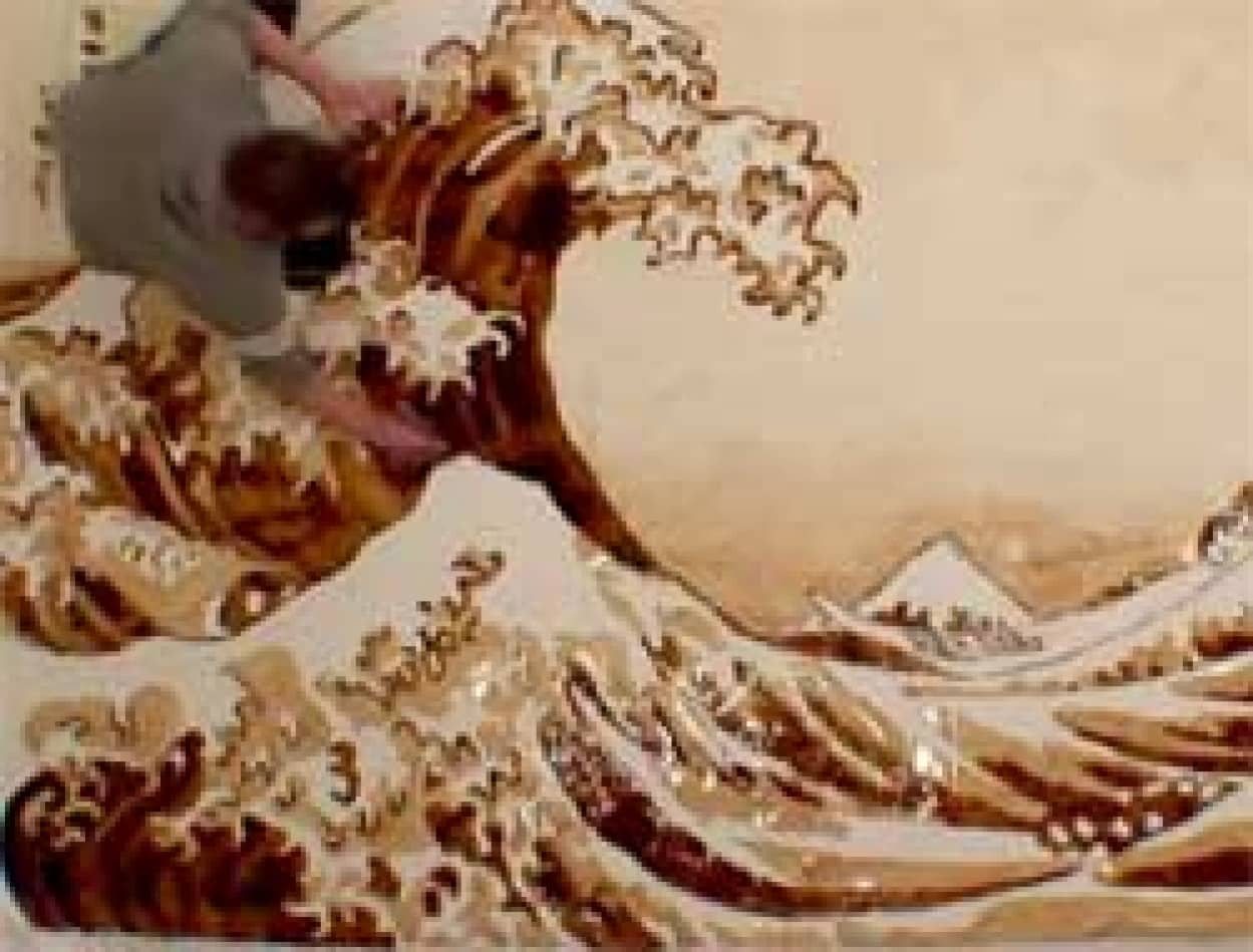 コカコーラを使って葛飾北斎の絵を描いてみた カラパイア コカコーラを使って葛飾北斎の絵を描いてみた カラパイア