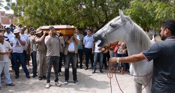 馬も人類の親友である 飼い主の葬儀で棺に頭を押し当て涙を流す馬 ブラジル カラパイア
