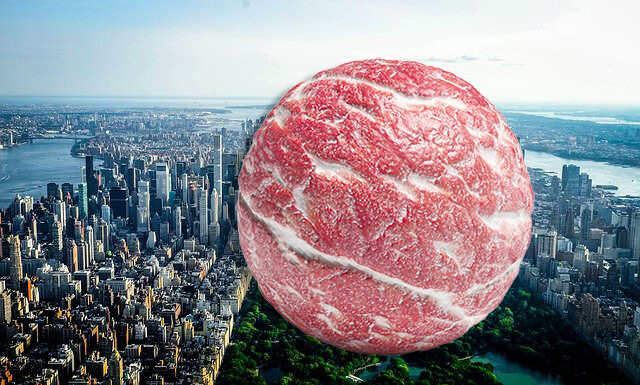 地球上の人間をすべてミンチにして肉団子にすると、どれくらいの大きさになる？