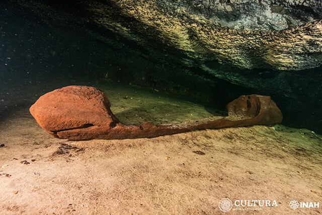 水中洞窟で発見されたマヤ文明のカヌーは冥界へ旅立つための乗り物だった可能性