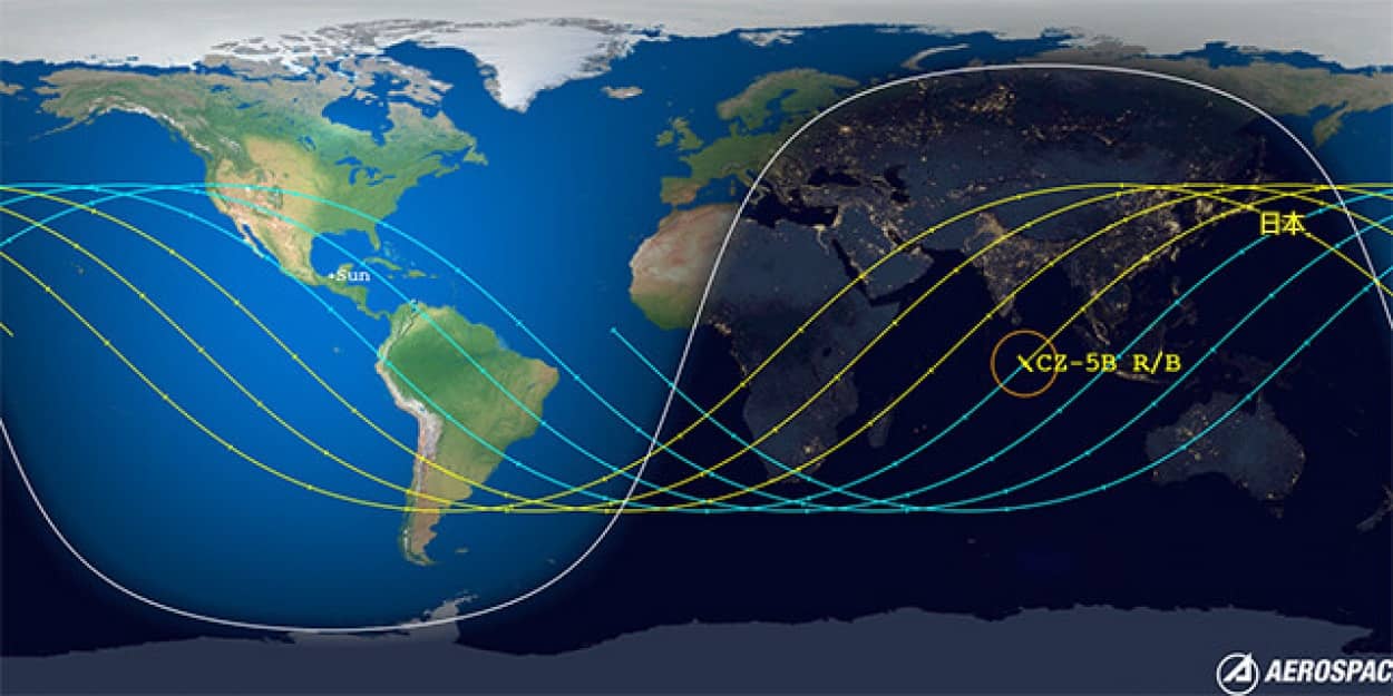 7月30日夜～31日未朝、中国のロケットが大気圏に再突入、一部地上に落下の恐れ（追記：フィリピン南西部の海に落下）