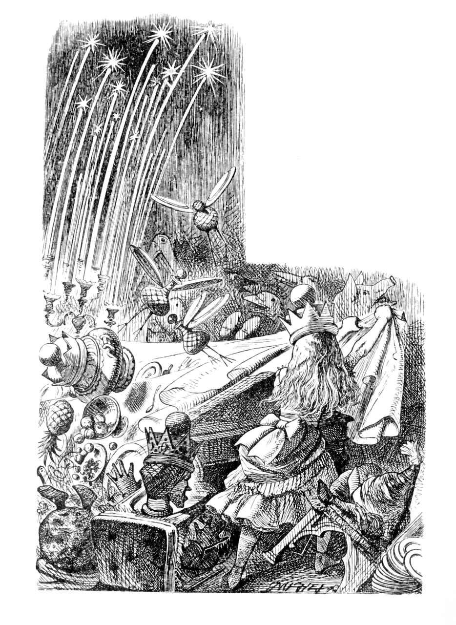 John Tenniei アリス 鏡の国 花たち 1899 hand coloured print